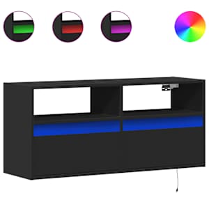 Nástěnná TV skříňka s LED osvětlením černá 100 x 31 x 45 cm - obrázek 2