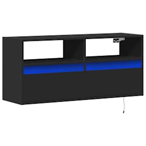 Nástěnná TV skříňka s LED osvětlením černá 100 x 31 x 45 cm - obrázek 3