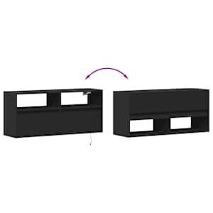 Nástěnná TV skříňka s LED osvětlením černá 100 x 31 x 45 cm - obrázek 10