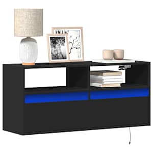 Nástěnná TV skříňka s LED osvětlením černá 100 x 31 x 45 cm - obrázek 1