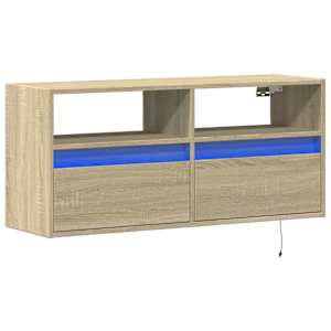 Nástěnná TV skříňka s LED osvětlením dub sonoma 100x31x45 cm - obrázek 3