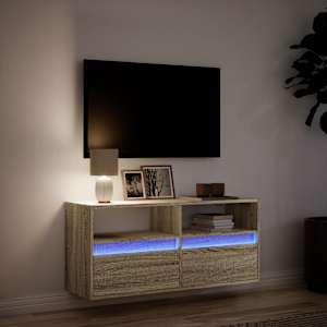 Nástěnná TV skříňka s LED osvětlením dub sonoma 100x31x45 cm - obrázek 5