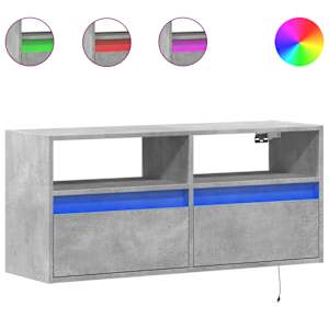 Nástěnná TV skříňka s LED osvětlením betonově šedá 100x31x45 cm - obrázek 2