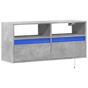 Nástěnná TV skříňka s LED osvětlením betonově šedá 100x31x45 cm - obrázek 3