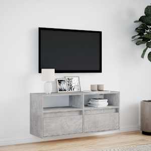 Nástěnná TV skříňka s LED osvětlením betonově šedá 100x31x45 cm - obrázek 4