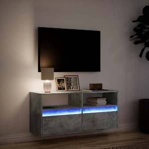 Nástěnná TV skříňka s LED osvětlením betonově šedá 100x31x45 cm - obrázek 5