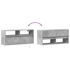 Nástěnná TV skříňka s LED osvětlením betonově šedá 100x31x45 cm - obrázek 10
