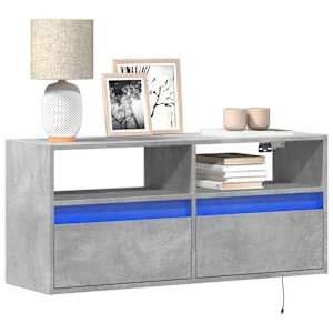 Nástěnná TV skříňka s LED osvětlením betonově šedá 100x31x45 cm - obrázek 1