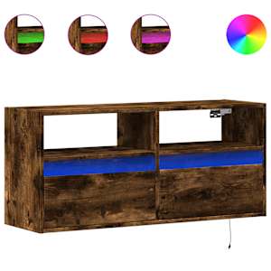 Nástěnná TV skříňka s LED osvětlením kouřový dub 100x31x45 cm - obrázek 2