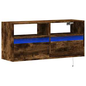 Nástěnná TV skříňka s LED osvětlením kouřový dub 100x31x45 cm - obrázek 3