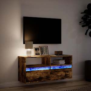 Nástěnná TV skříňka s LED osvětlením kouřový dub 100x31x45 cm - obrázek 5