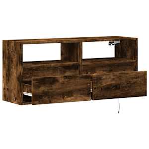 Nástěnná TV skříňka s LED osvětlením kouřový dub 100x31x45 cm - obrázek 9