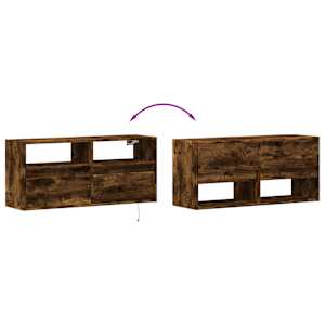 Nástěnná TV skříňka s LED osvětlením kouřový dub 100x31x45 cm - obrázek 10
