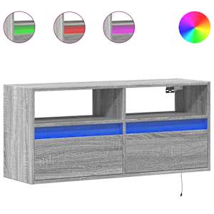 Nástěnná TV skříňka s LED osvětlením šedá sonoma 100x31x45 cm - obrázek 2