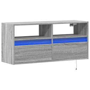 Nástěnná TV skříňka s LED osvětlením šedá sonoma 100x31x45 cm - obrázek 3