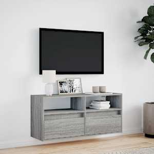 Nástěnná TV skříňka s LED osvětlením šedá sonoma 100x31x45 cm - obrázek 4