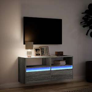 Nástěnná TV skříňka s LED osvětlením šedá sonoma 100x31x45 cm - obrázek 5