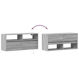 Nástěnná TV skříňka s LED osvětlením šedá sonoma 100x31x45 cm - obrázek 10