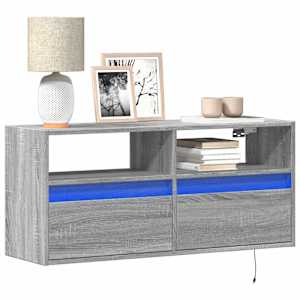 Nástěnná TV skříňka s LED osvětlením šedá sonoma 100x31x45 cm - obrázek 1