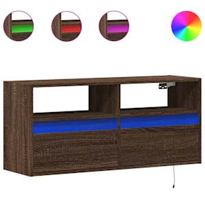 Nástěnná TV skříňka s LED osvětlením hnědý dub 100 x 31 x 45 cm - obrázek 2