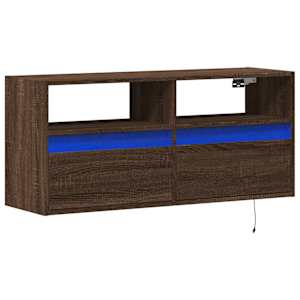 Nástěnná TV skříňka s LED osvětlením hnědý dub 100 x 31 x 45 cm - obrázek 3
