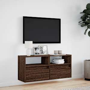 Nástěnná TV skříňka s LED osvětlením hnědý dub 100 x 31 x 45 cm - obrázek 4