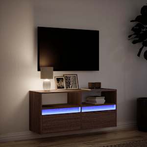 Nástěnná TV skříňka s LED osvětlením hnědý dub 100 x 31 x 45 cm - obrázek 5