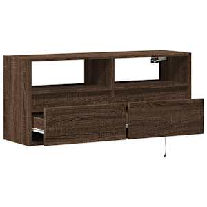 Nástěnná TV skříňka s LED osvětlením hnědý dub 100 x 31 x 45 cm - obrázek 9