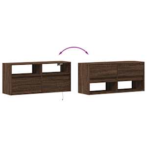 Nástěnná TV skříňka s LED osvětlením hnědý dub 100 x 31 x 45 cm - obrázek 10