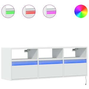 Nástěnná TV skříňka s LED osvětlením bílá 130 x 31 x 45 cm - obrázek 2