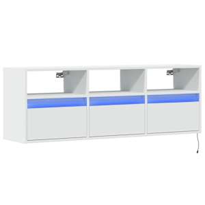 Nástěnná TV skříňka s LED osvětlením bílá 130 x 31 x 45 cm - obrázek 3