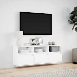 Nástěnná TV skříňka s LED osvětlením bílá 130 x 31 x 45 cm - obrázek 4