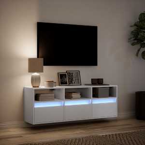 Nástěnná TV skříňka s LED osvětlením bílá 130 x 31 x 45 cm - obrázek 5