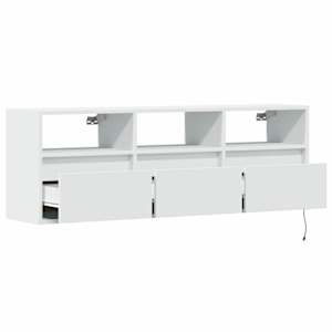 Nástěnná TV skříňka s LED osvětlením bílá 130 x 31 x 45 cm - obrázek 9