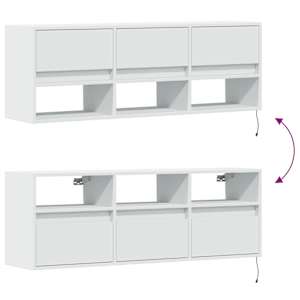 Nástěnná TV skříňka s LED osvětlením bílá 130 x 31 x 45 cm - obrázek 10