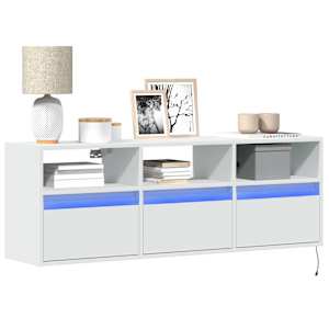 Nástěnná TV skříňka s LED osvětlením bílá 130 x 31 x 45 cm - obrázek 1