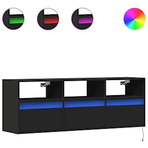 Nástěnná TV skříňka s LED osvětlením černá 130 x 31 x 45 cm - obrázek 2