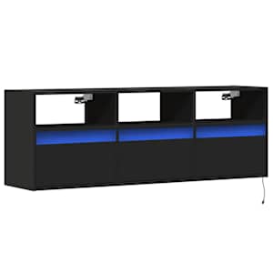 Nástěnná TV skříňka s LED osvětlením černá 130 x 31 x 45 cm - obrázek 3