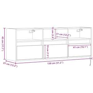 Nástěnná TV skříňka s LED osvětlením černá 130 x 31 x 45 cm - obrázek 16