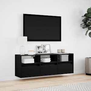 Nástěnná TV skříňka s LED osvětlením černá 130 x 31 x 45 cm - obrázek 4