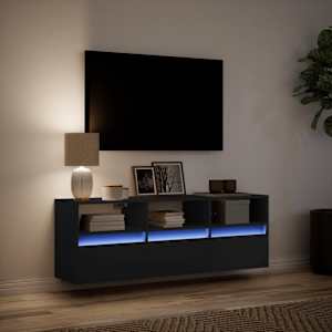 Nástěnná TV skříňka s LED osvětlením černá 130 x 31 x 45 cm - obrázek 5