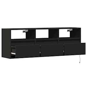Nástěnná TV skříňka s LED osvětlením černá 130 x 31 x 45 cm - obrázek 9