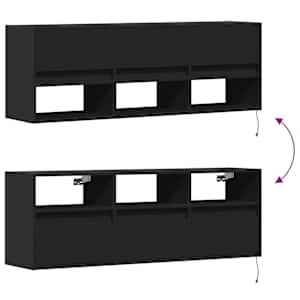 Nástěnná TV skříňka s LED osvětlením černá 130 x 31 x 45 cm - obrázek 10