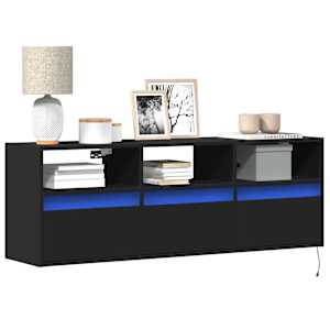 Nástěnná TV skříňka s LED osvětlením černá 130 x 31 x 45 cm - obrázek 1