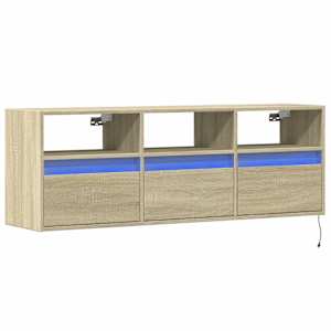 Nástěnná TV skříňka s LED osvětlením dub sonoma 130x31x45 cm - obrázek 3