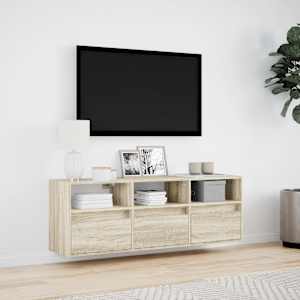 Nástěnná TV skříňka s LED osvětlením dub sonoma 130x31x45 cm - obrázek 4