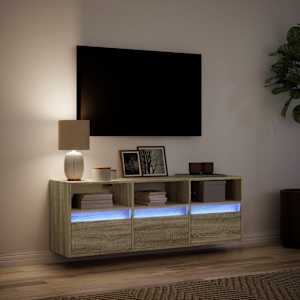 Nástěnná TV skříňka s LED osvětlením dub sonoma 130x31x45 cm - obrázek 5
