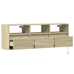 Nástěnná TV skříňka s LED osvětlením dub sonoma 130x31x45 cm - obrázek 9