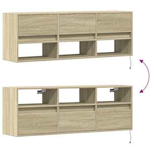 Nástěnná TV skříňka s LED osvětlením dub sonoma 130x31x45 cm - obrázek 10
