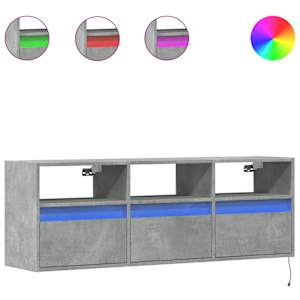 Nástěnná TV skříňka s LED osvětlením betonově šedá 130x31x45 cm - obrázek 2